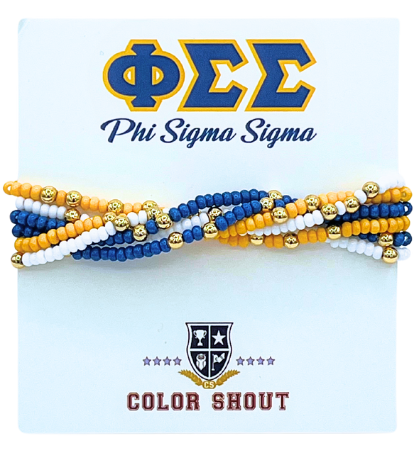 B201 - PSS-Phi Sigma Sigma Colors Stack: Set of 6 Beaded Stretch Bracelets