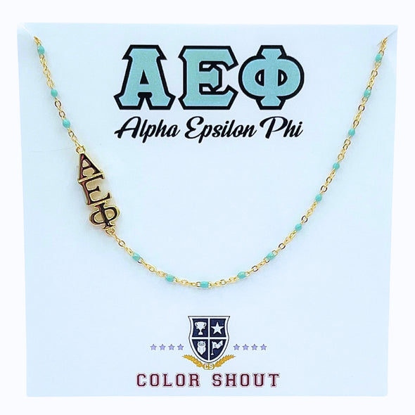 The Alpha Epsilon Phi Necklace: Side Set AEΦ Enamel Bead Necklace