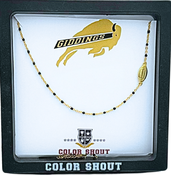 Custom Highschool: Side Set Football on Enamel Bead Necklace