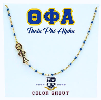 N201 TPA-Theta Phi Alpha Necklace: Side Set ΘΦΑ Enamel Bead Necklace