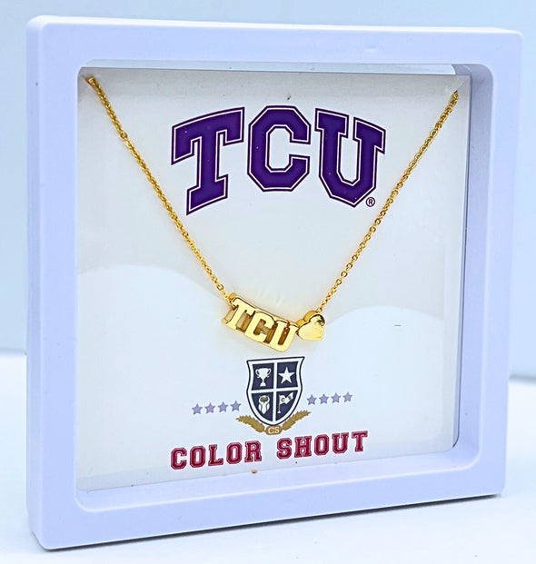 N202 TCU-I Love TCU:  TCU Heart Necklace