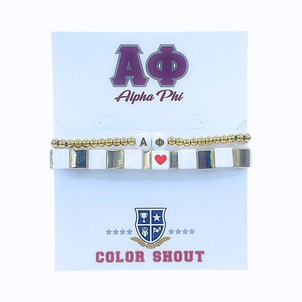 B202-'I Love' My Sorority Greek Letter Bracelet Stack