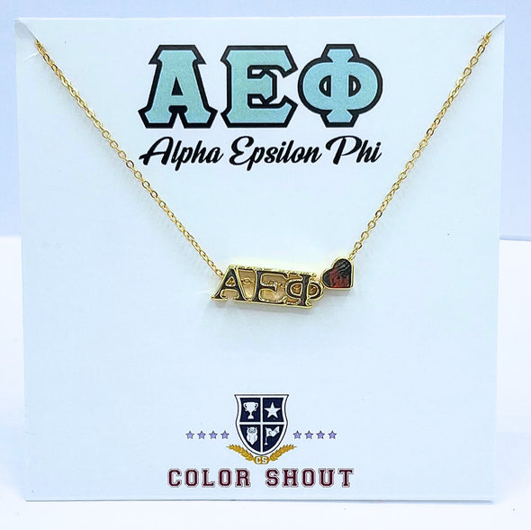 Alpha Epsilon Phi Heart Necklace