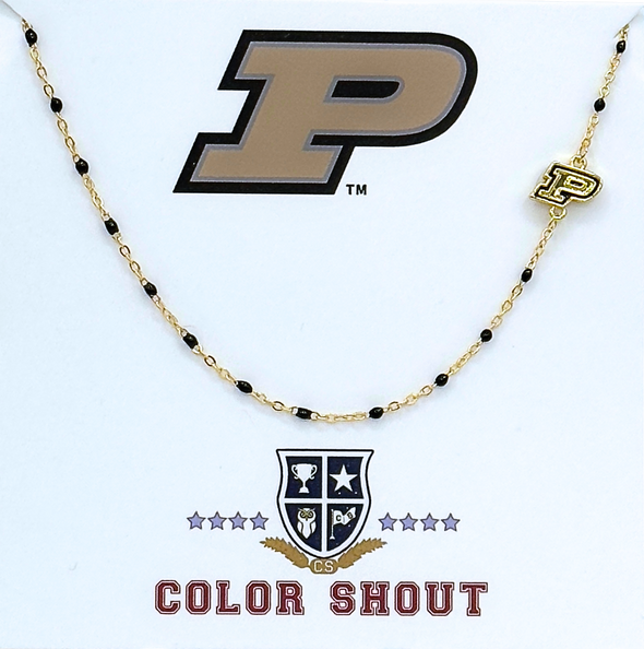The College Logo Necklace: Side Set Logo on Enamel Bead Necklace