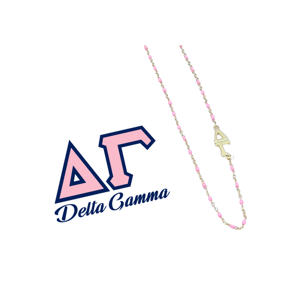 The Delta Gamma Necklace: Side Set ΔΓ Enamel Bead Necklace