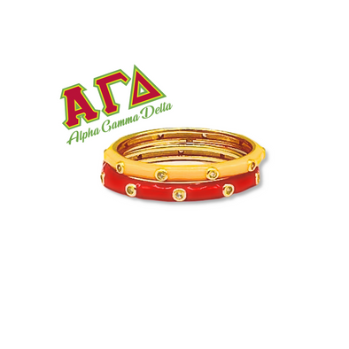R201 AGD- Alpha Gamma Delta 2 Enamel Stack Ring Set