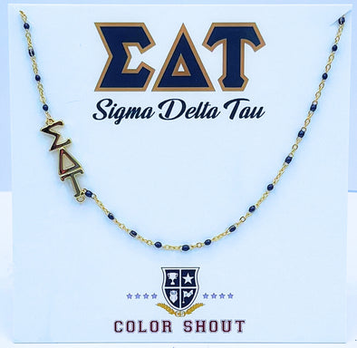 Sigma Delta Tau Necklace: Side Set ΣΔT Enamel Bead Necklace