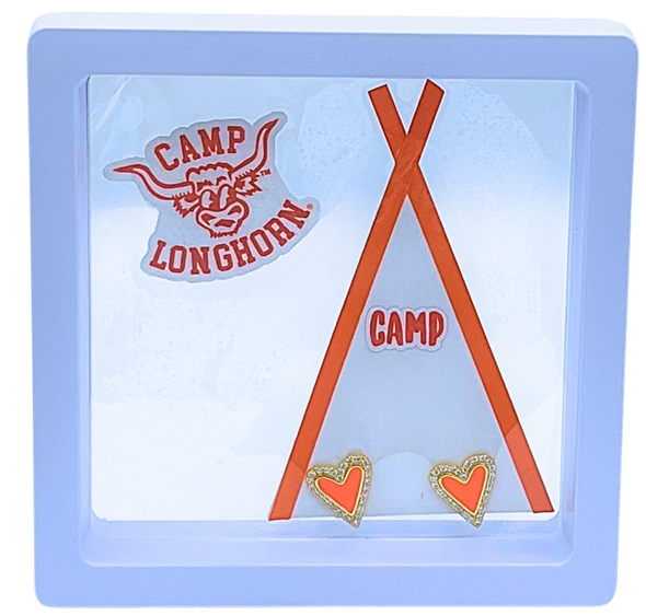 I Love my CAMP: Bright Color Heart Studs on Camp Tent