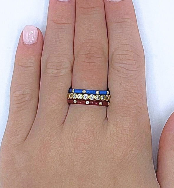 Pi Beta Phi Bezel & Enamel Stack Ring Set