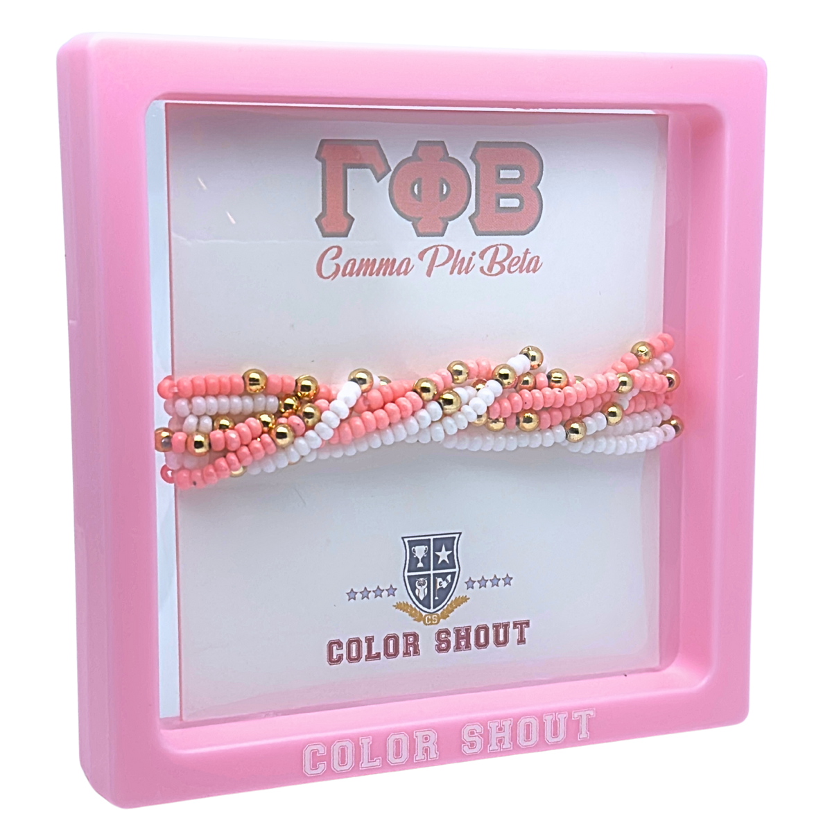 B201 GPB-Gamma Phi Beta Colors Stack: Set of 6 Beaded Stretch Bracelet ...