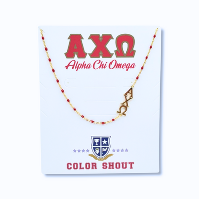N201-The Sorority Necklace: Side Set Greek letters on Enamel Bead Necklace