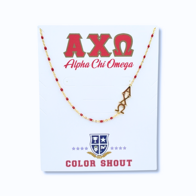 The Sorority Necklace: Side Set Greek letters on Enamel Bead Necklace