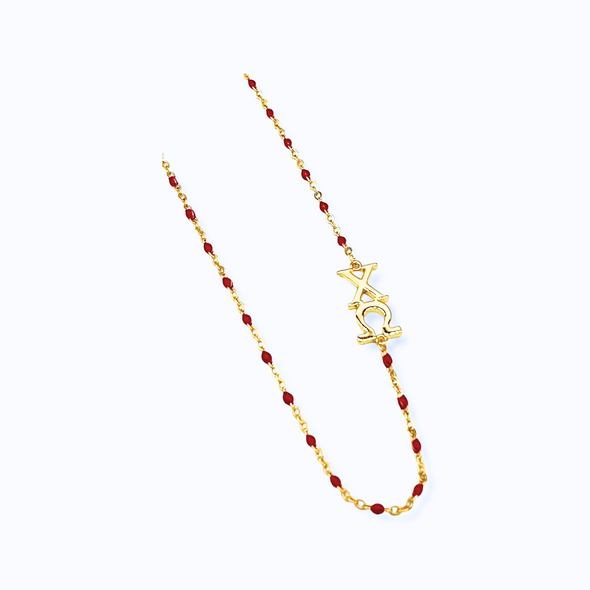 The Chi Omega Necklace: Side Set ΧΩ Enamel Bead Necklace