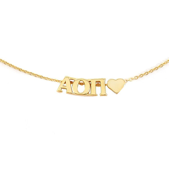 N202 AOP-Alpha Omicron Pi Heart Necklace