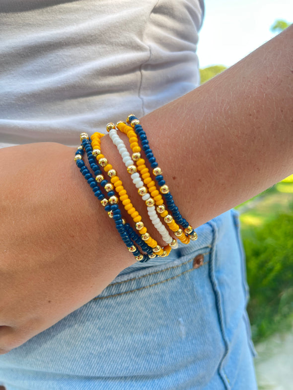 B201 AXD-Alpha Xi Delta Colors Stack: Set of 6 Beaded Stretch Bracelets