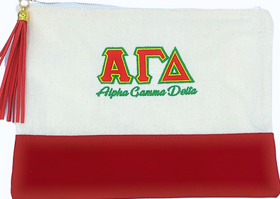 Alpha Gamma Delta Embroidered Greek Letter Pouch