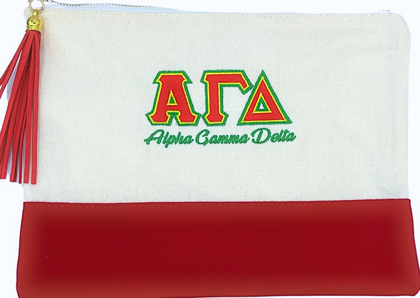 Sorority Embroidered Greek Letter Pouch