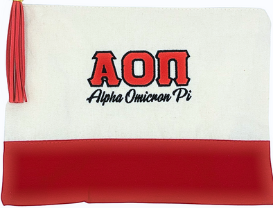 Alpha Omicron Pi Embroidered Greek Letter Pouch