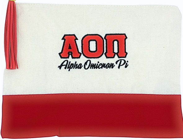 Sorority Embroidered Greek Letter Pouch