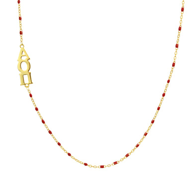 N201 AOP-The Alpha Omicron Pi Necklace: Side Set ΑΟΠ Enamel Bead Necklace