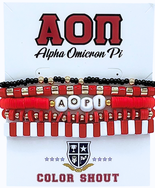 Alpha Omicron Pi  5 Bracelet Stack