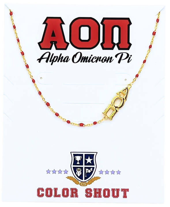N201-The Sorority Necklace: Side Set Greek letters on Enamel Bead Necklace