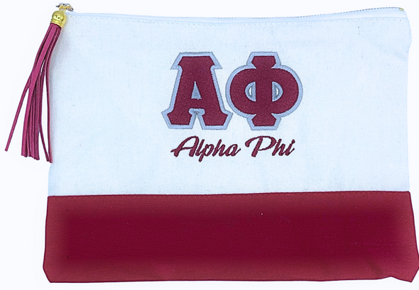 Alpha Phi Embroidered Greek Letter Pouch