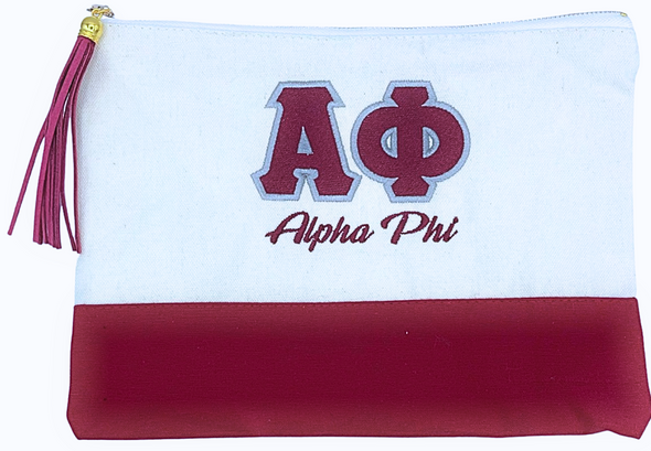 Sorority Embroidered Greek Letter Pouch