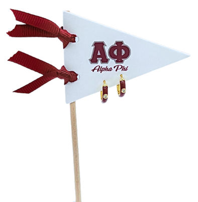 Alpha Phi Maroon Huggie Hoops