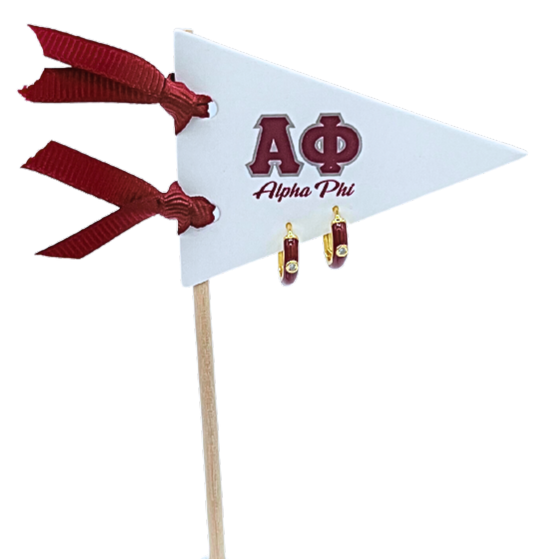 Alpha Phi Maroon Huggie Hoops