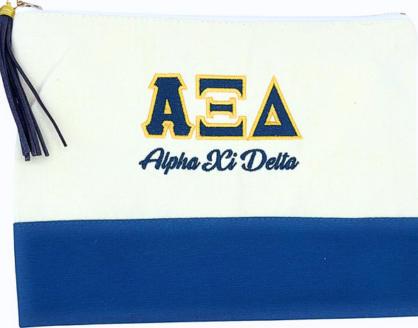 Alpha Xi Delta Embroidered Greek Letter Pouch