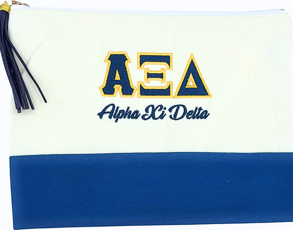 Sorority Embroidered Greek Letter Pouch