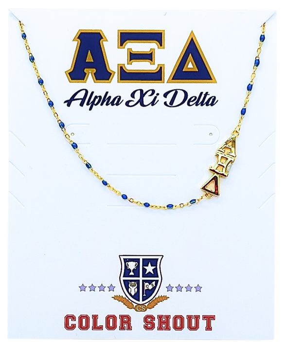 N201-The Sorority Necklace: Side Set Greek letters on Enamel Bead Necklace