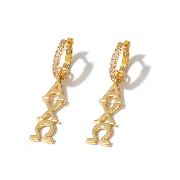 E208 - AXO -Alpha Chi Omega Greek letter earrings