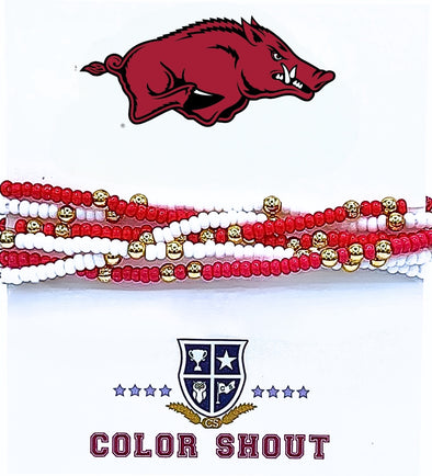 B201 - Arkansas Colors Stack: Set of 6 Beaded Stretch Bracelets