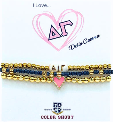 B202 DG-'I Love' Delta Gamma Bracelet Stack