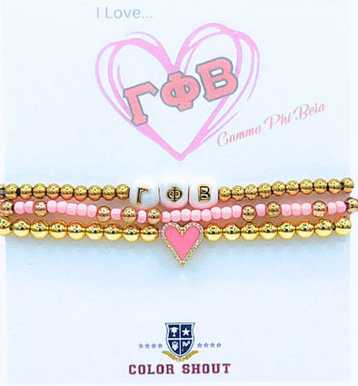B202 GPB-I Love Gamma Phi Beta Bracelet Stack