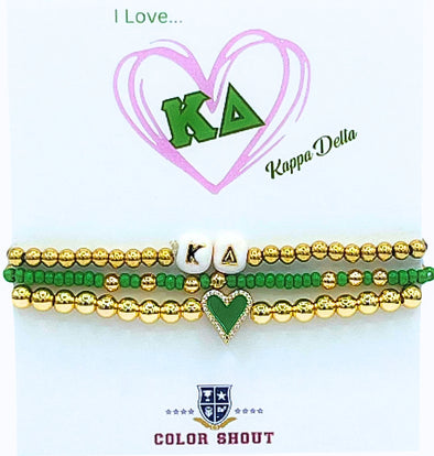 B202 KD-'I Love' Kappa Delta Bracelet Stack