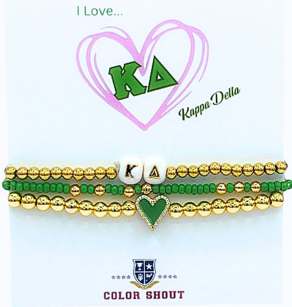 B202 KD-'I Love' Kappa Delta Bracelet Stack