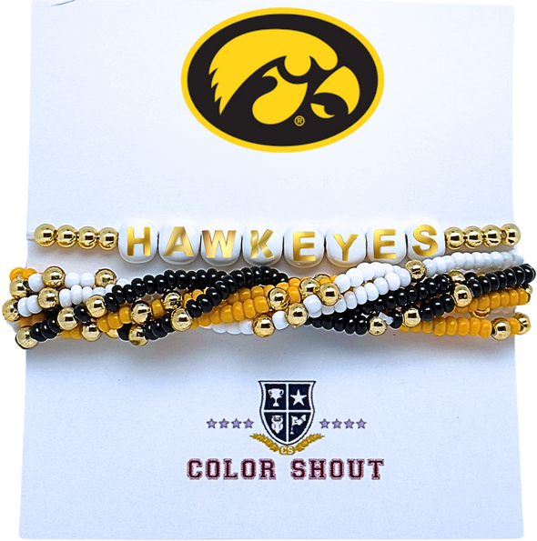 B209 - Iowa Hawkeye's 'Lucky 7' Bracelet Stack