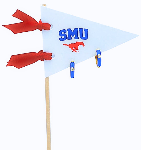 SMU Huggie Hoops on Pennant Flag