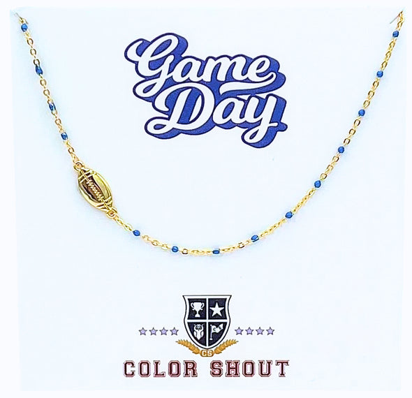 The Game Day Necklace: Side Set Football on Enamel Bead Necklace