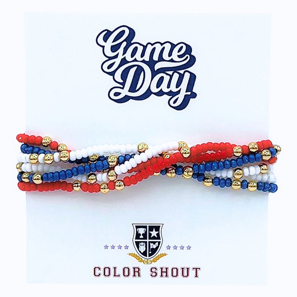 B201- Game Day Team Colors: Set of 6 Stretch Bracelets