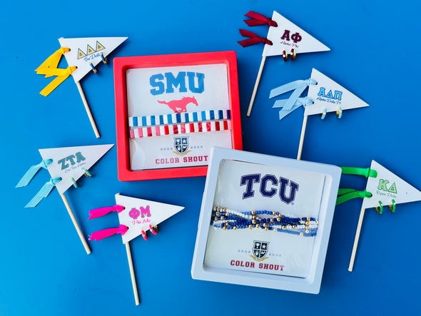E203 XO-Chi Omega Pennant Pair Earring Set