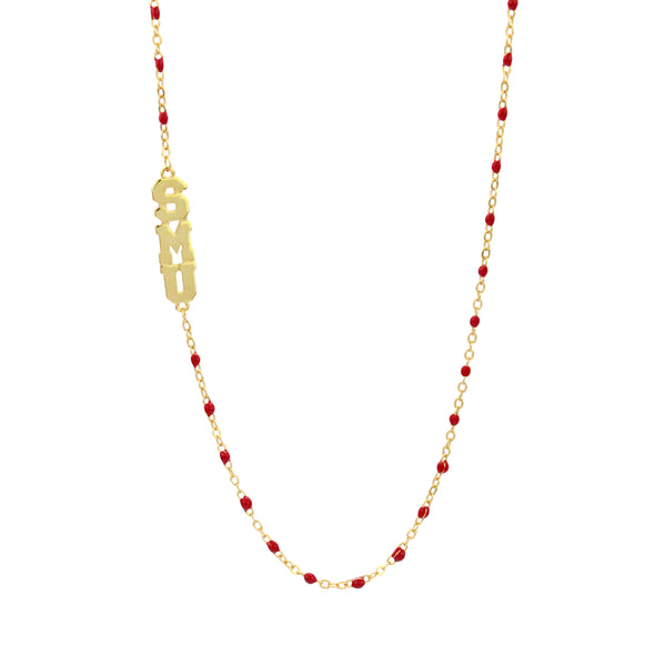 N201 SMU-The SMU Necklace: Side Set SMU Enamel Bead Necklace