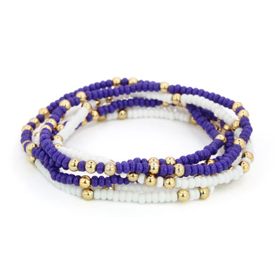 B201 TCU-TCU: Purple Out! Set of 6 Stretch Bracelets