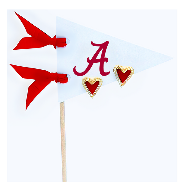 Love my College: Bright Color Heart Studs on Logo Pennant Flag