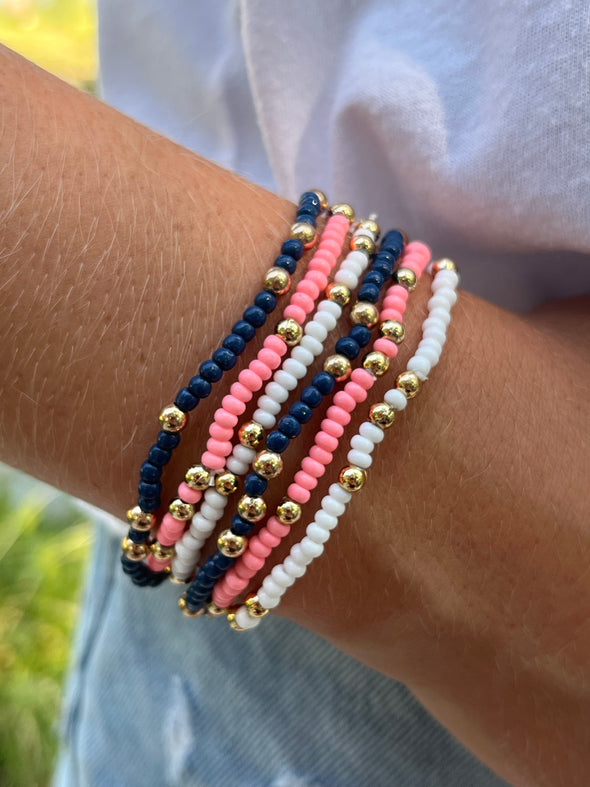 Delta Gamma Colors Stack: Set of 6 Beaded Stretch Bracelets