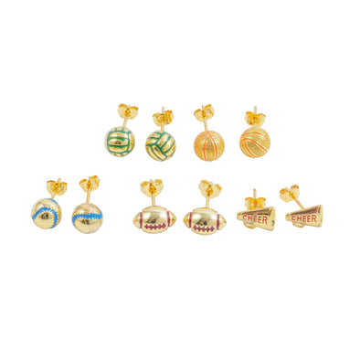 The Game Day Studs: Sports Balls Studs with Enamel
