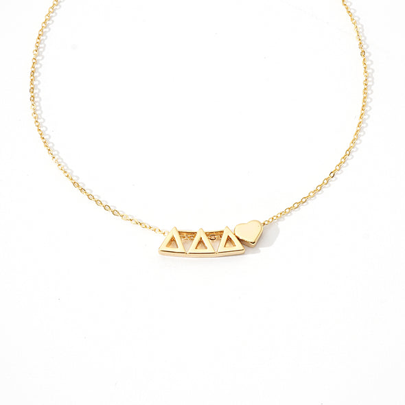 N202 DDD-Delta Delta Delta Heart Necklace